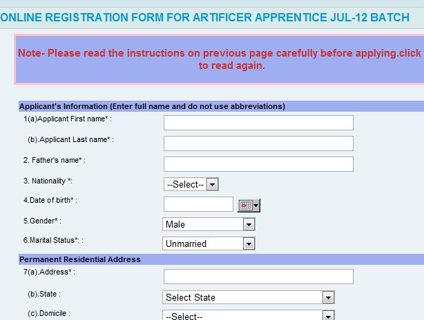 Artificer apprentice AA application indian navy recruitment