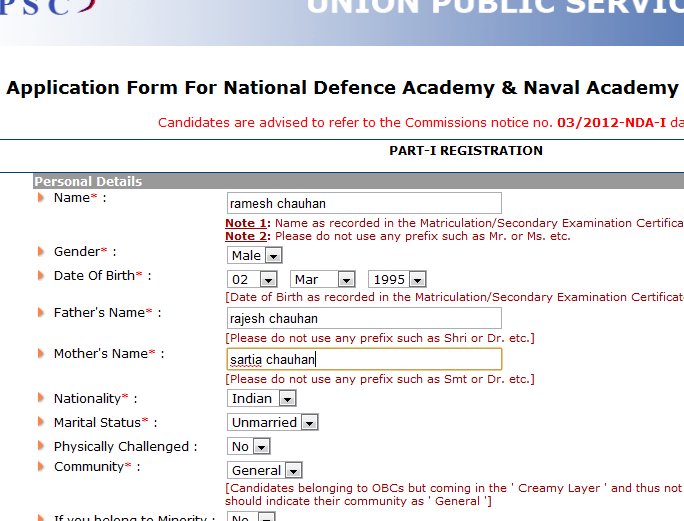 NDA online application form procedure